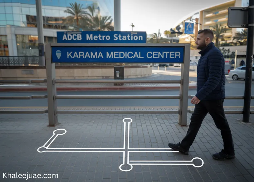 Getting from ADCB Metro Station to Karama Medical Center